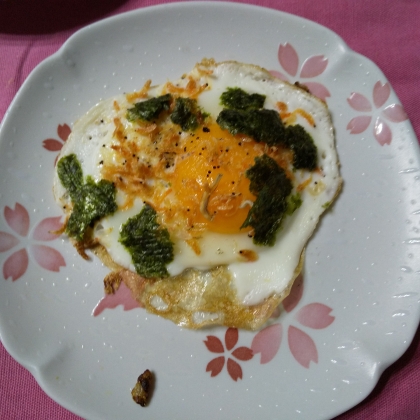 朝食♪あみえびと海苔エッグ