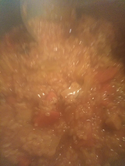 余ったトマトスープパスタのスープでリゾット