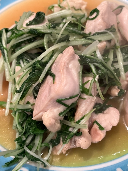 子供が喜ぶ(^^)鶏もも肉と水菜のガーリック炒め♪