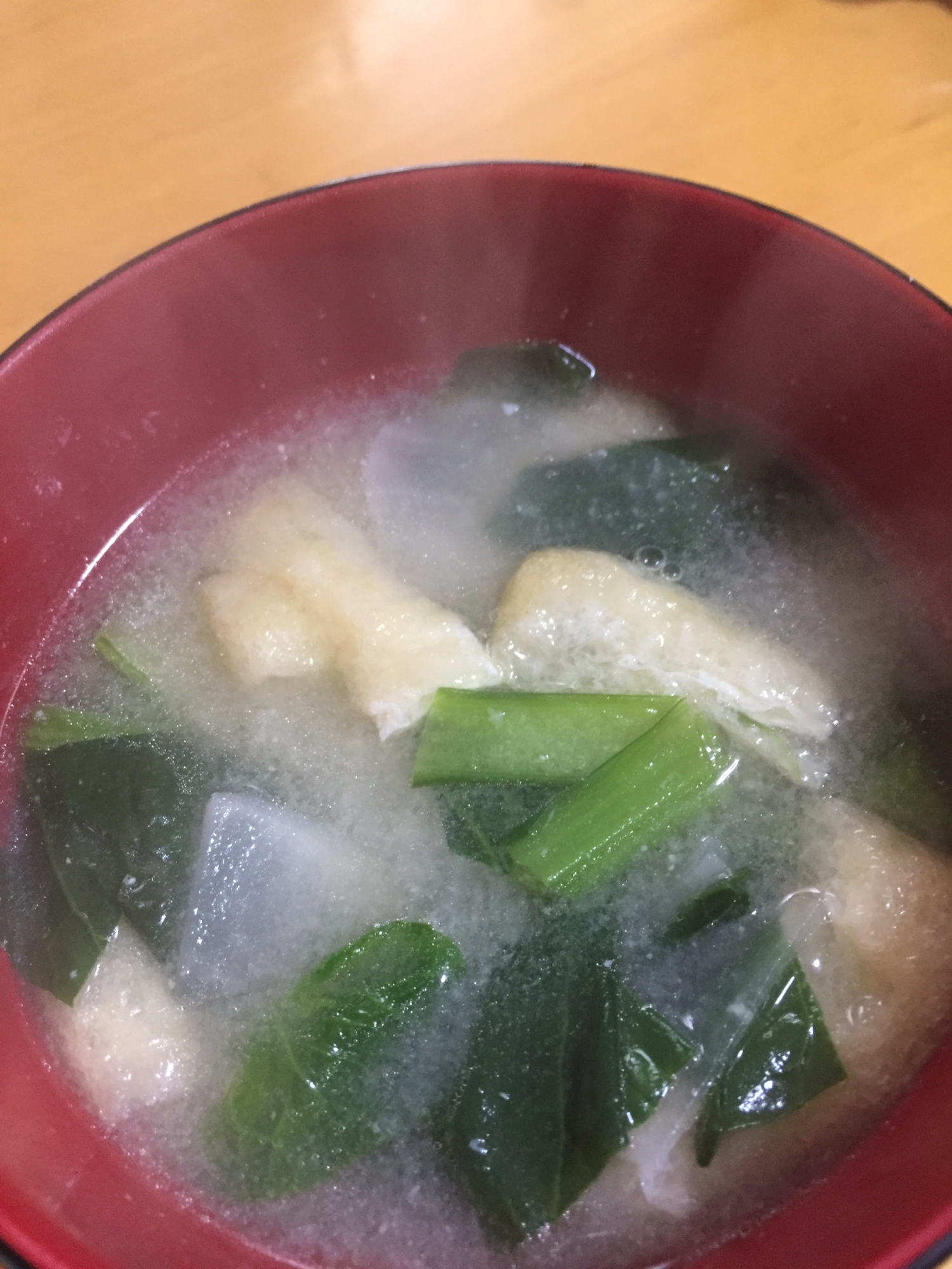 小松菜と大根と油揚げの味噌汁