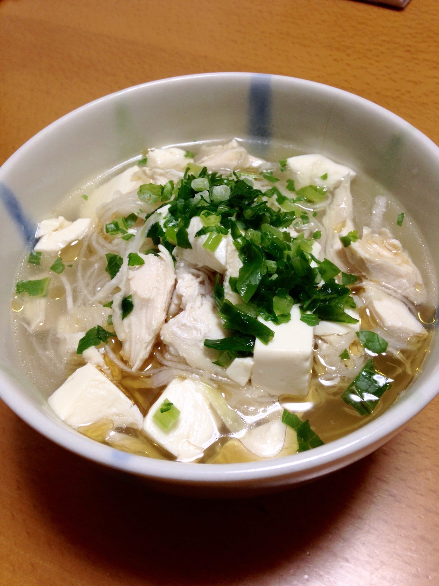 ささみと豆腐の春雨スープ