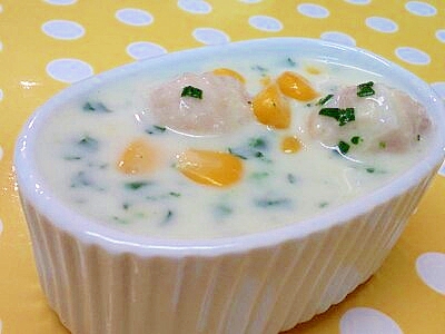 【離乳食】鶏団子&コーンのミルク煮