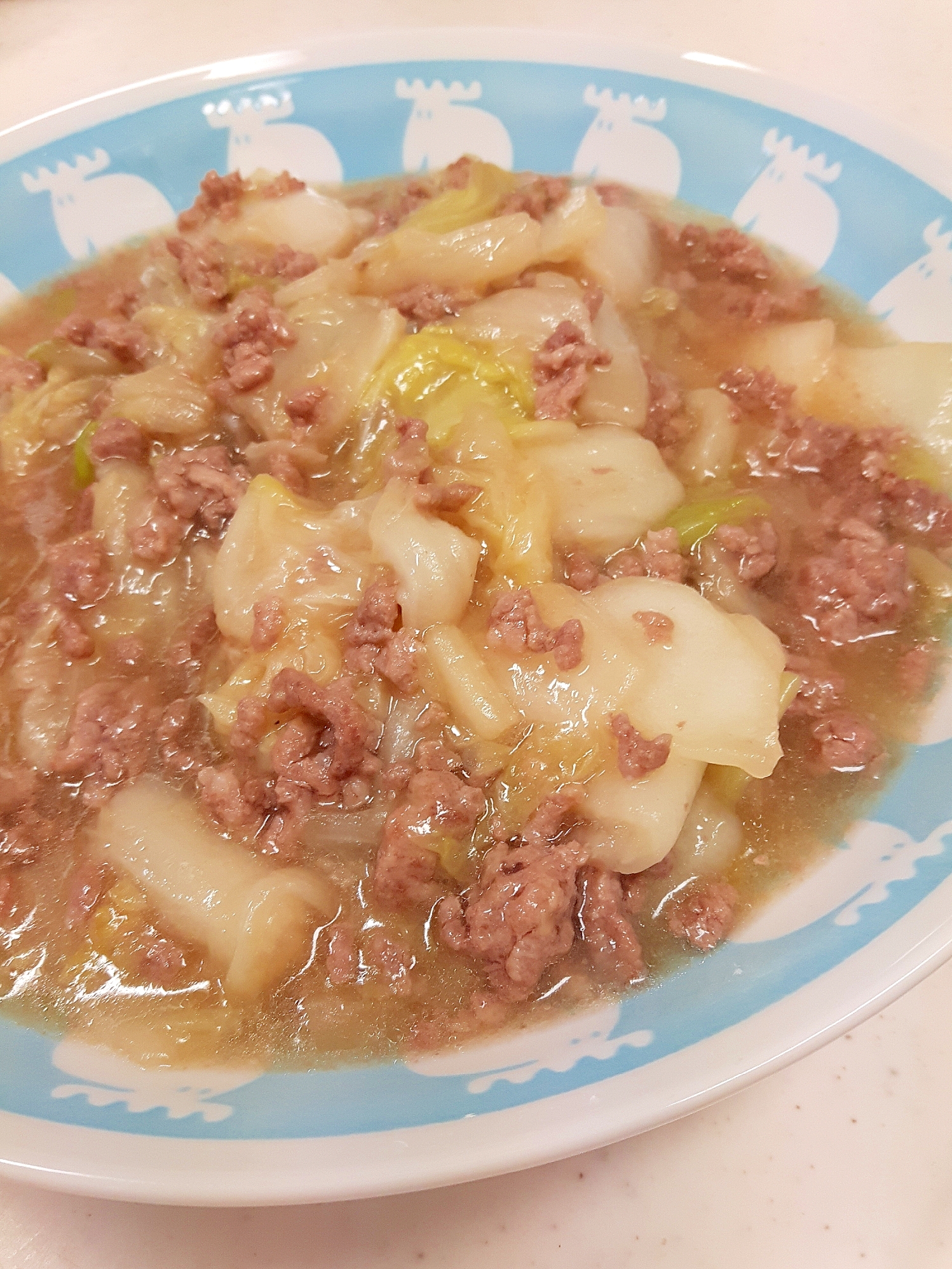 フライパンで(^^)白菜と合挽肉のとろみ生姜煮♪