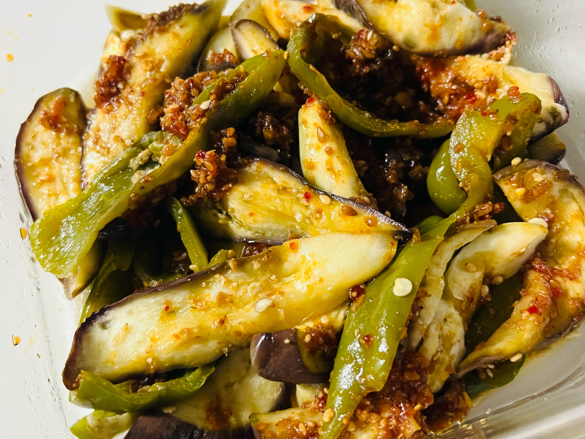 ナスとピーマンのレンジ蒸し