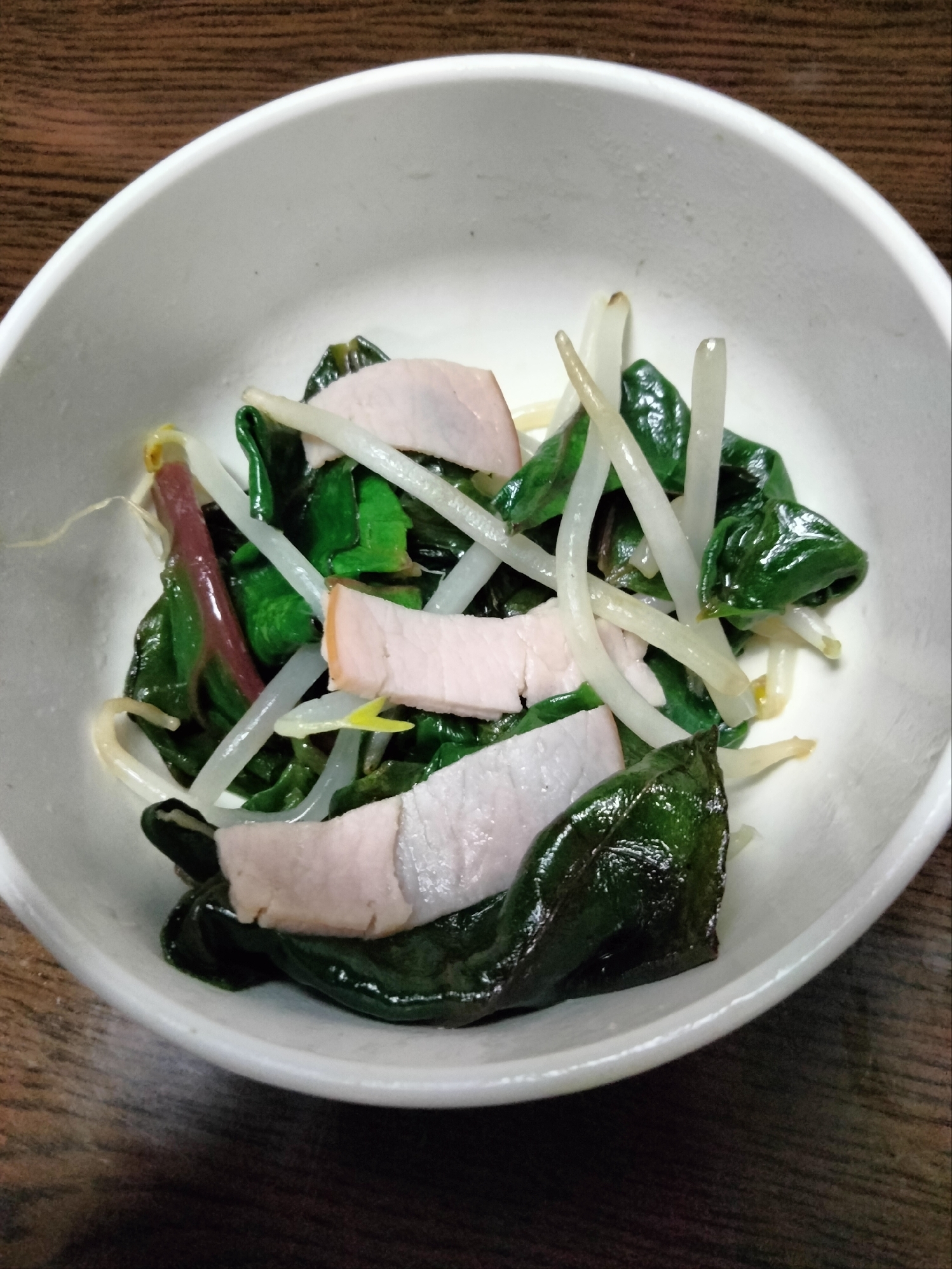 つるむらさきハムもやしのごま油炒め