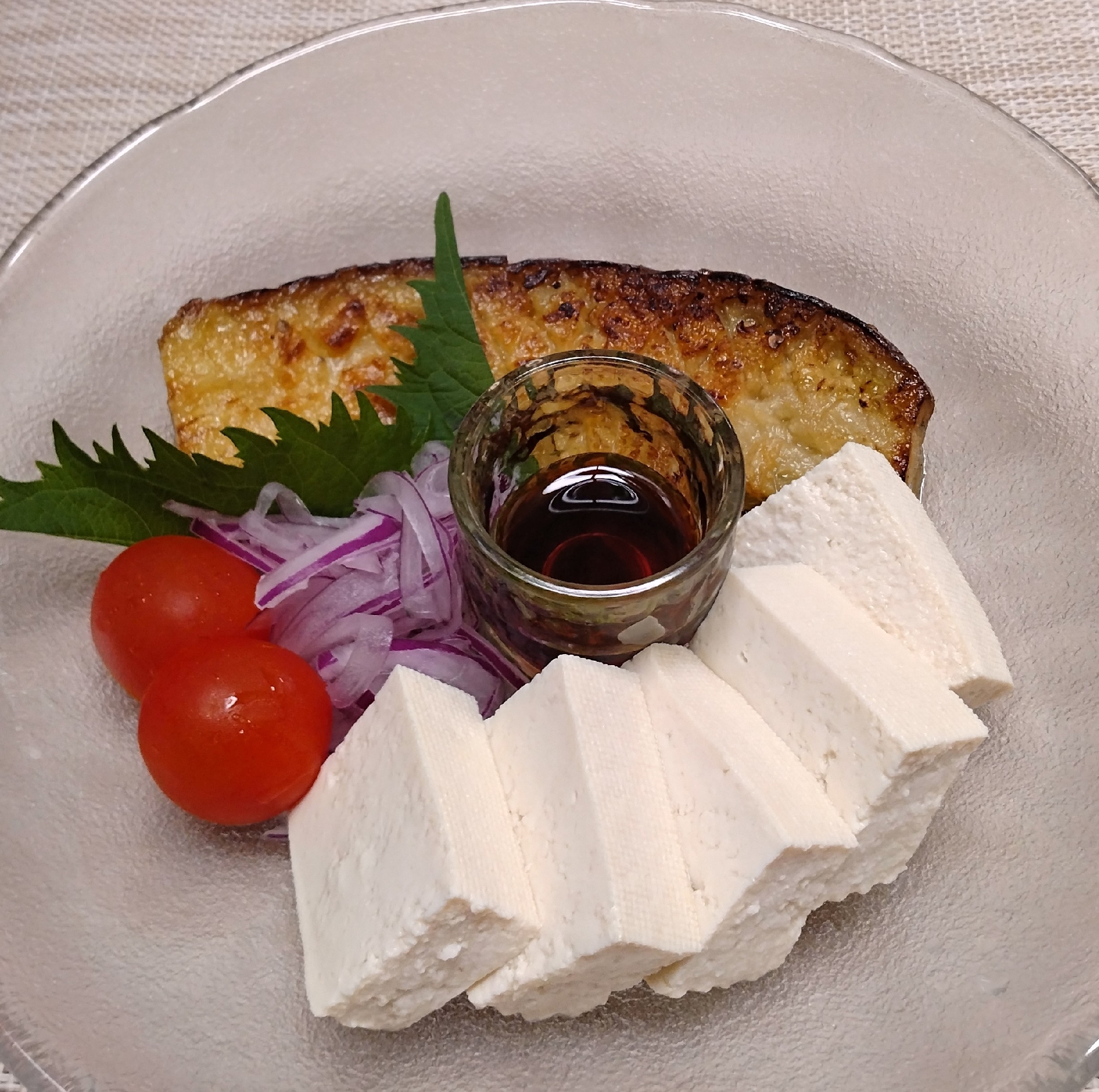 揚げ焼き茄子と豆腐の生姜しょう油かけ