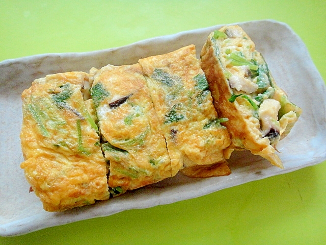 三つ葉と椎茸の卵焼き