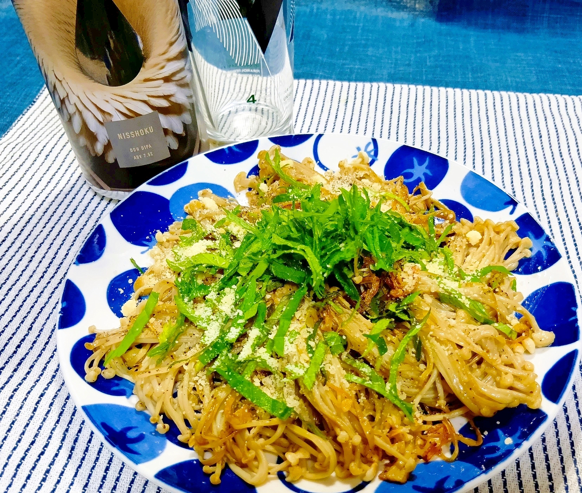 大葉×パルメザン　エノキグリルのバター醤油