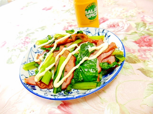 ❤ベーコンと小松菜のサラダスパイスガリマヨ炒め❤