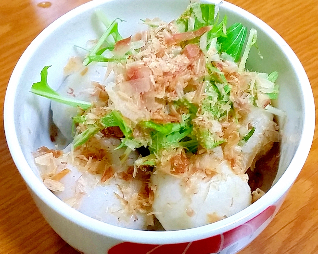 味付け簡単☆水菜と里いものめんつゆがけ♪