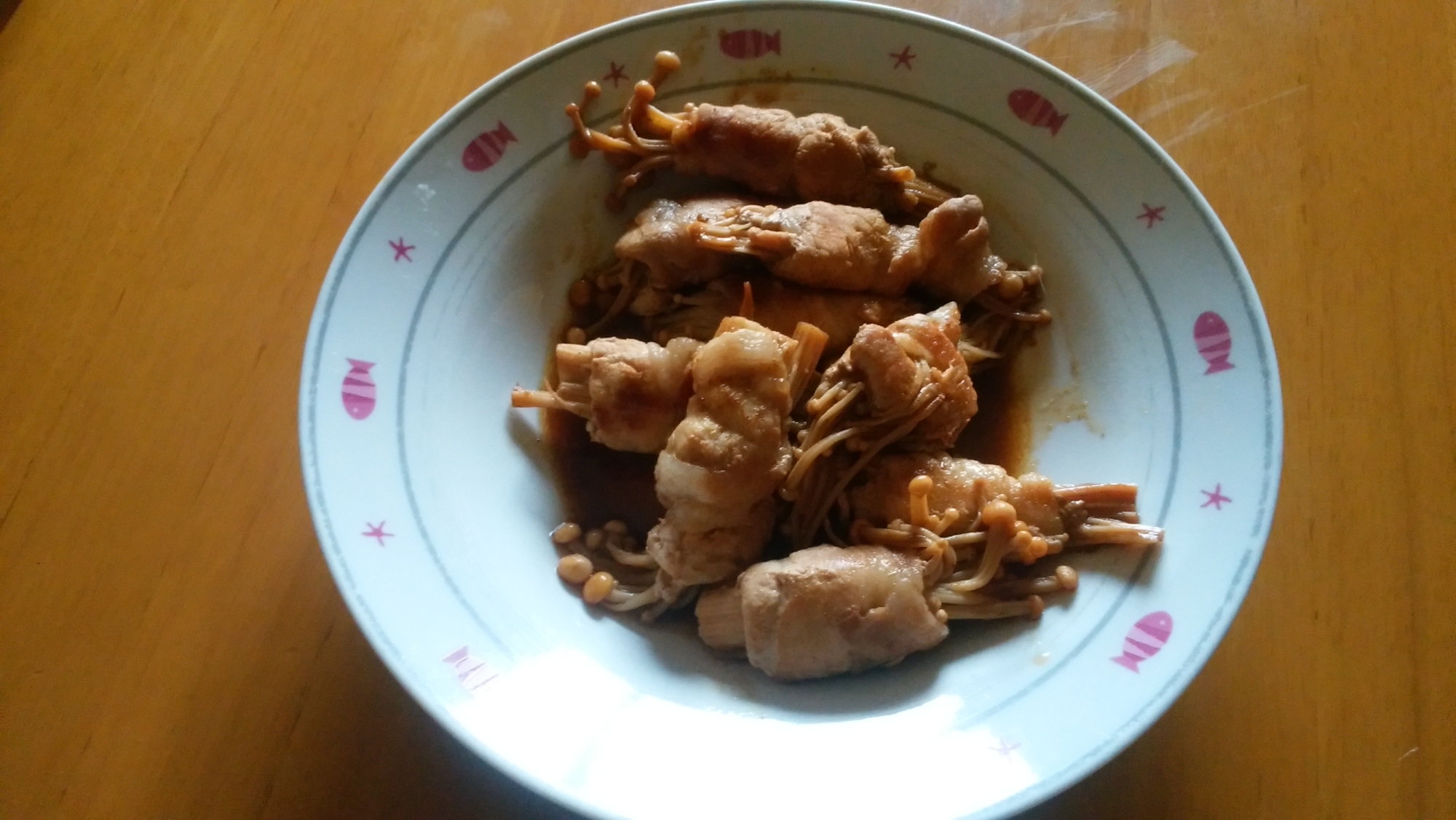 肉巻きエノキのカレー醤油炒め