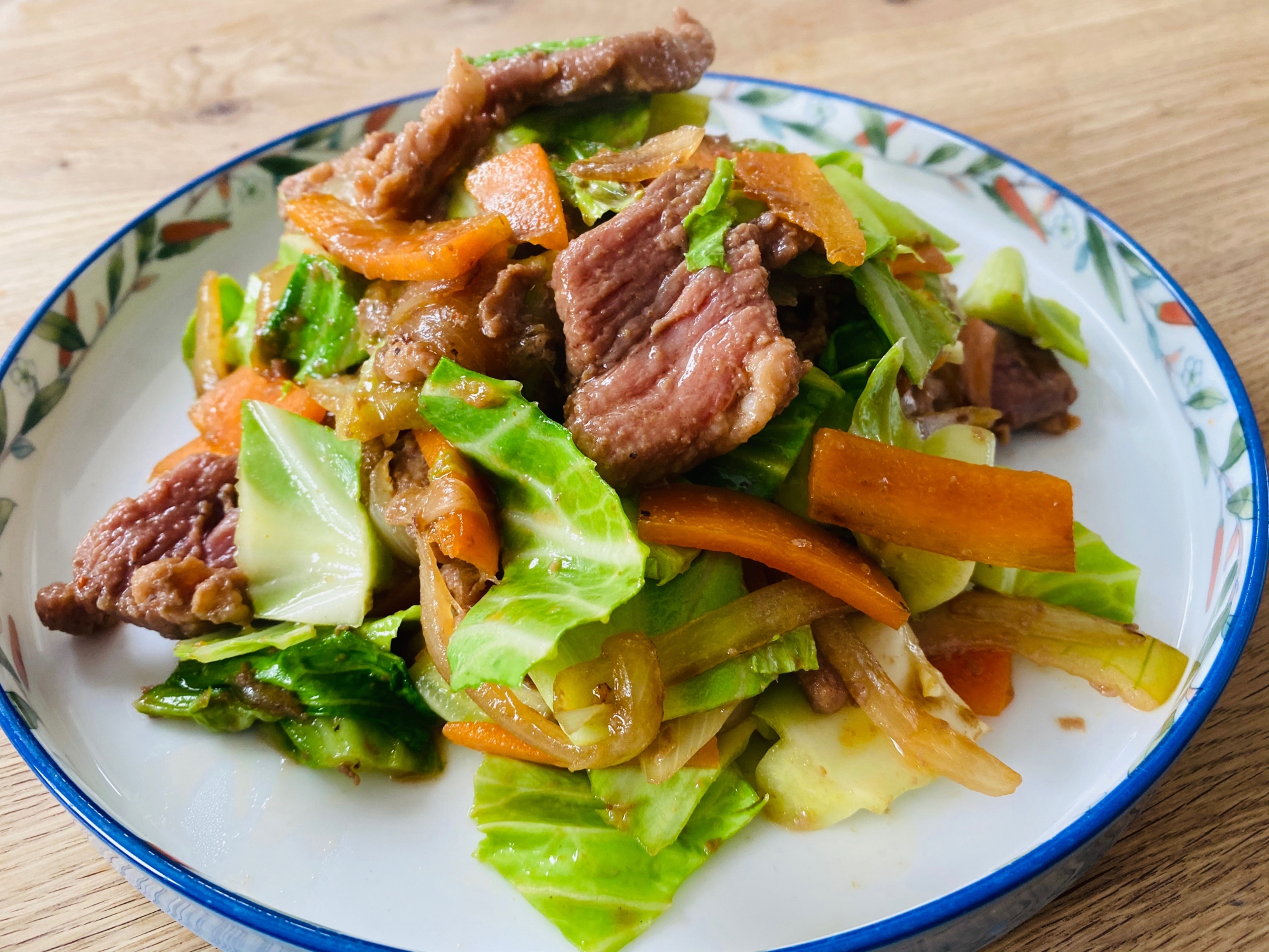 タレつきカルビー焼肉野菜炒め