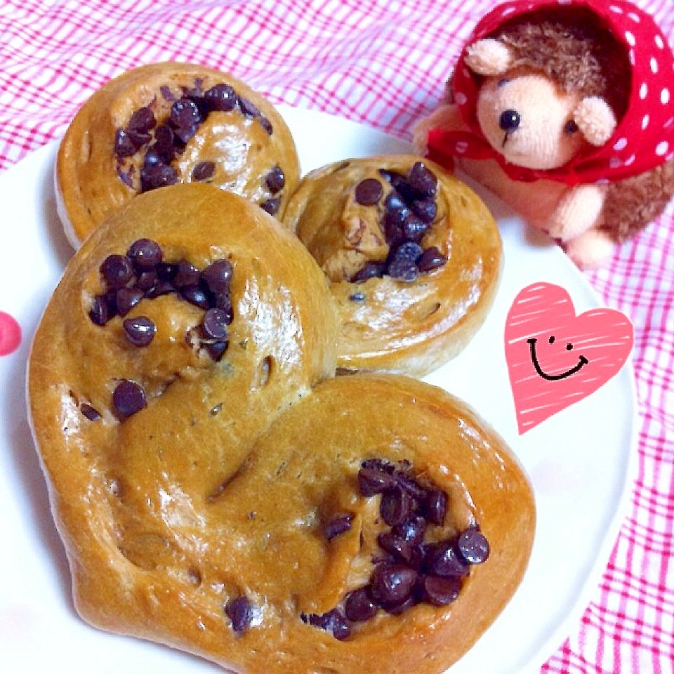 バレンタイン❤ハートのカフェモカパン♪