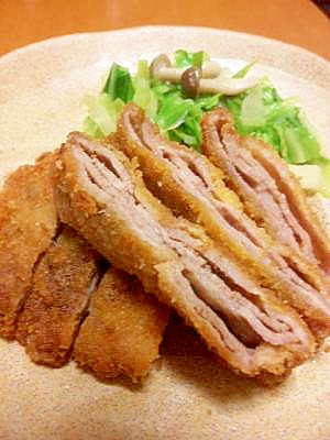 薄切り肉を重ねて作る☆ロースカツ