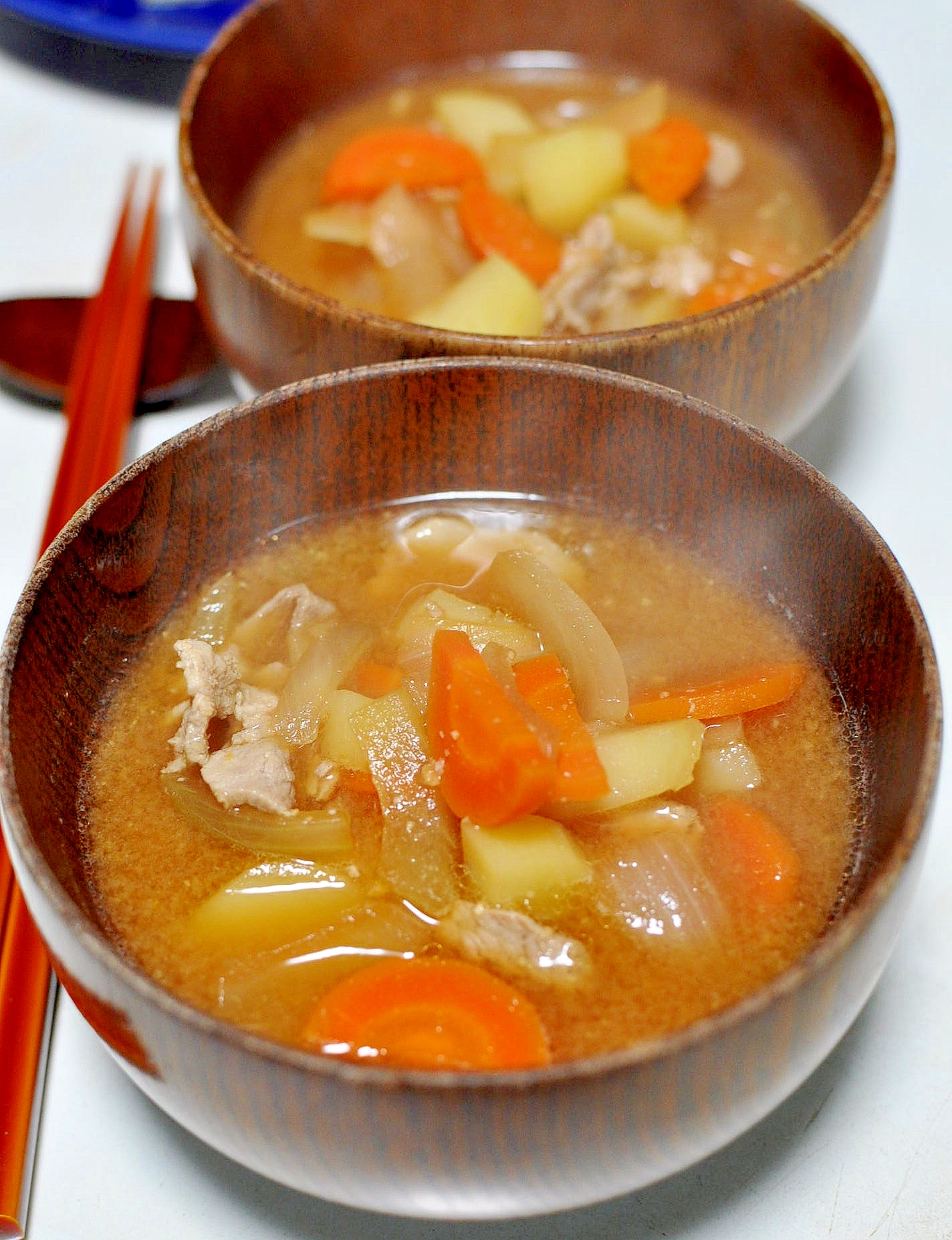 じゃが芋 玉ねぎ 人参で 豚汁風みそ汁 レシピ 作り方 By ねこすけ 楽天レシピ じゃが芋 玉ねぎ 人参で 豚汁風みそ汁 レシピ 作り方 By ねこすけ 楽天レシピ