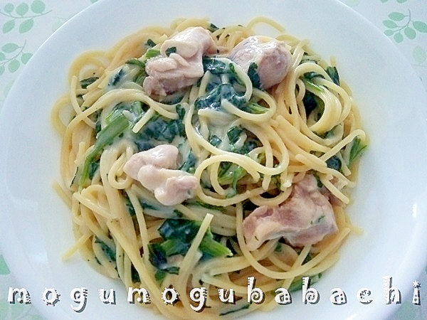 バター不使用☆チキンとほうれん草のクリームパスタ