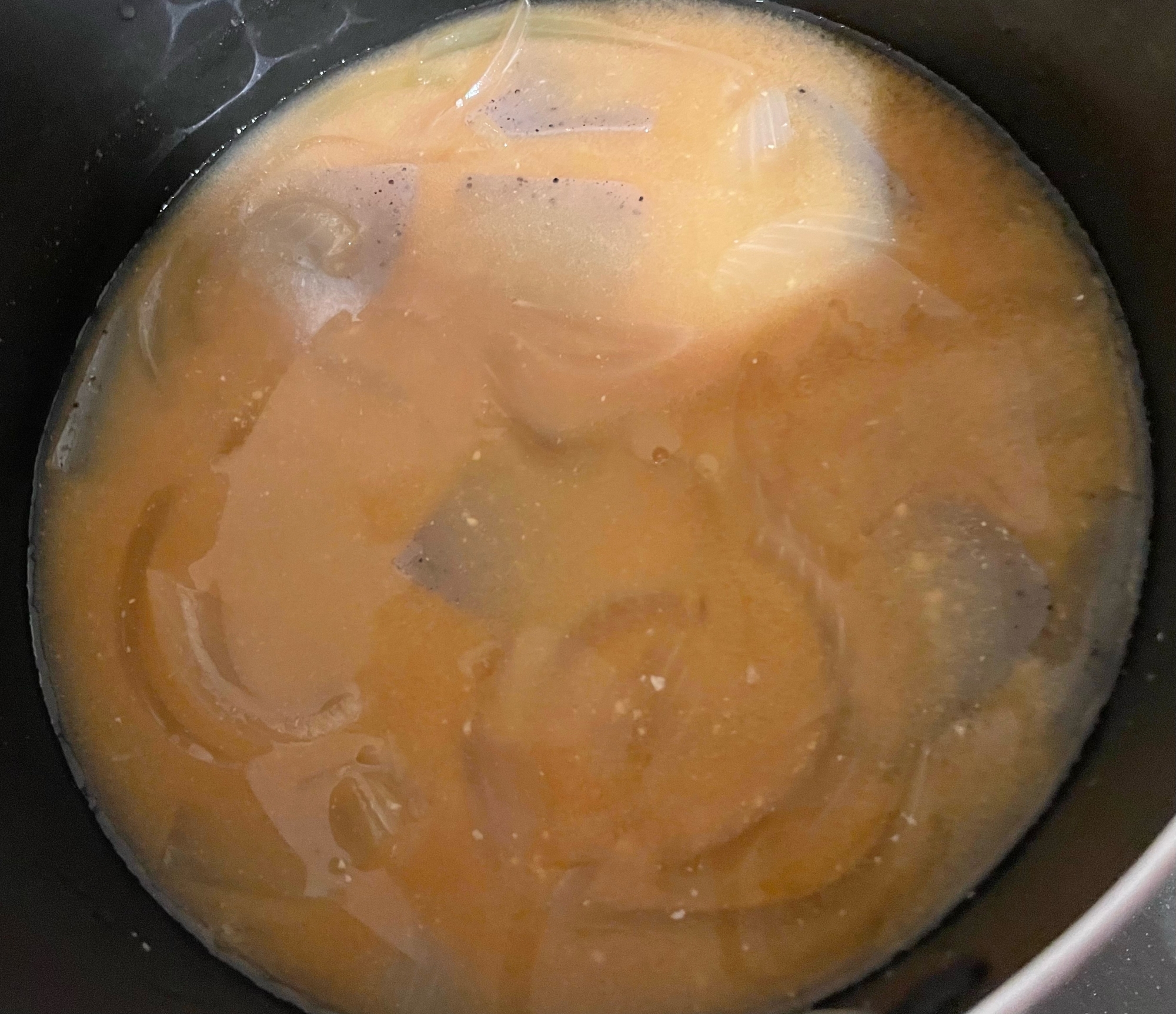 玉ねぎとこんにゃくの味噌汁