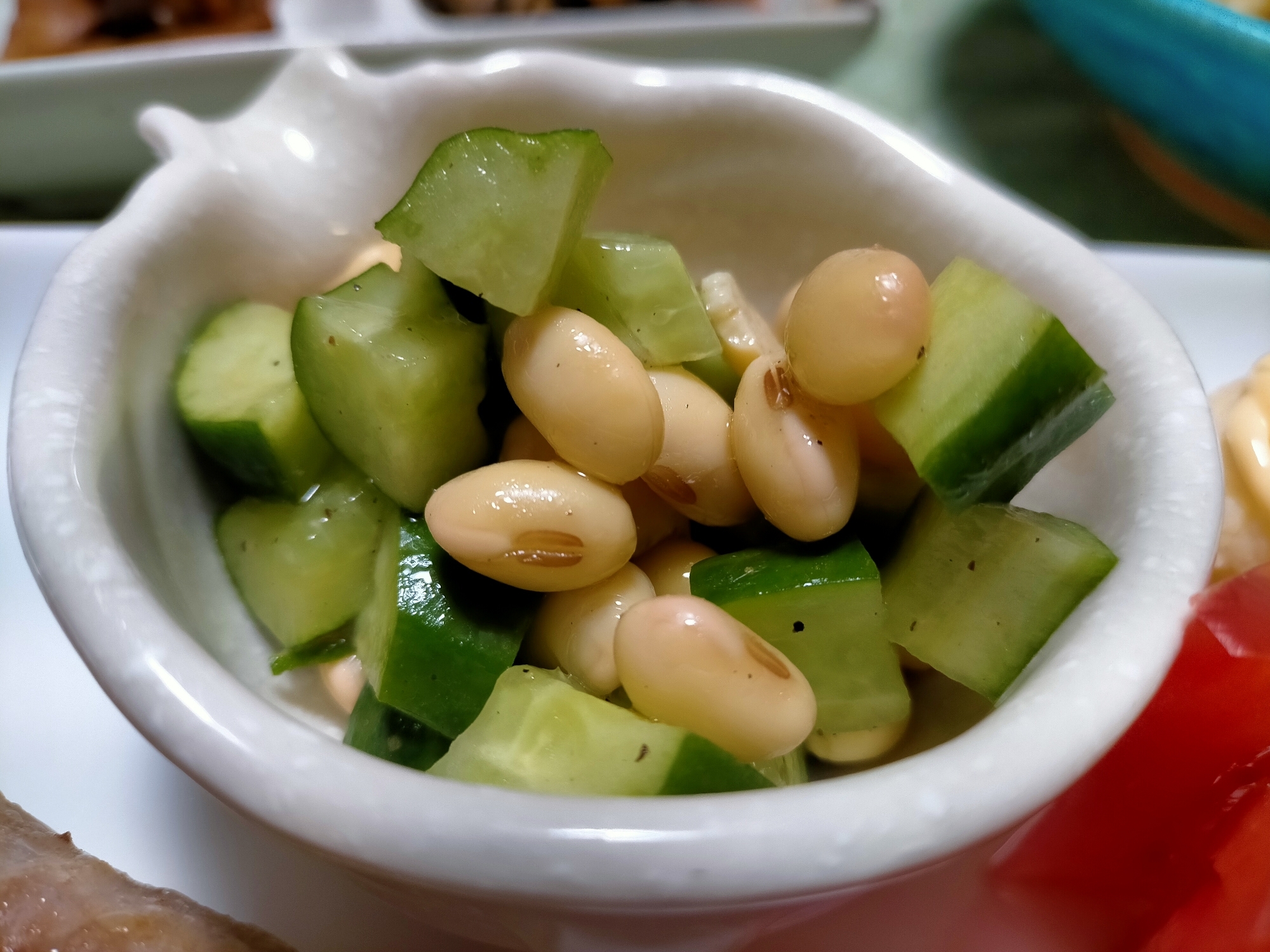 5分で！茹で大豆ときゅうりのナムル