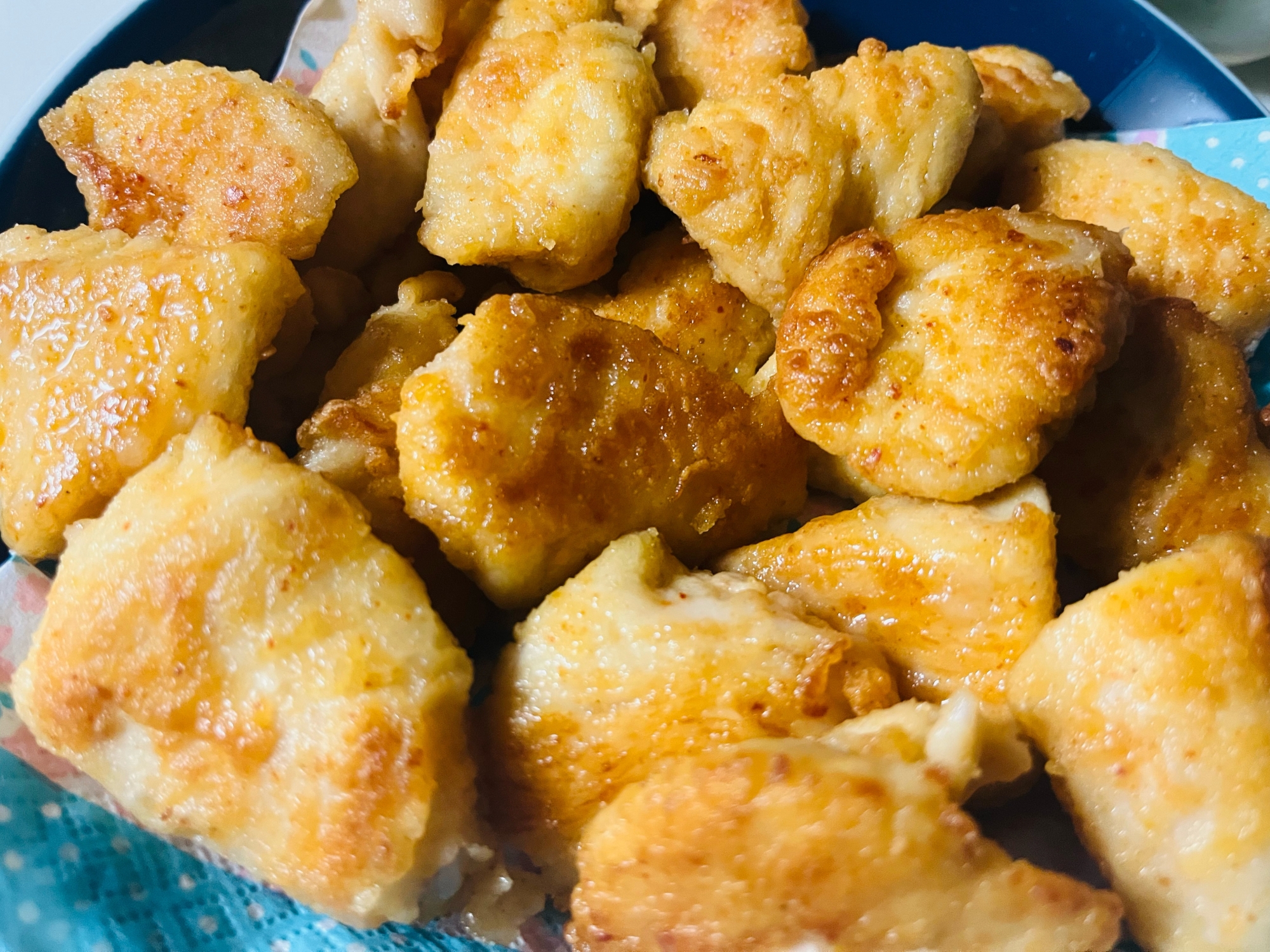 少ない油で·͜· ᕷ揚げ焼きキムチ唐揚げ