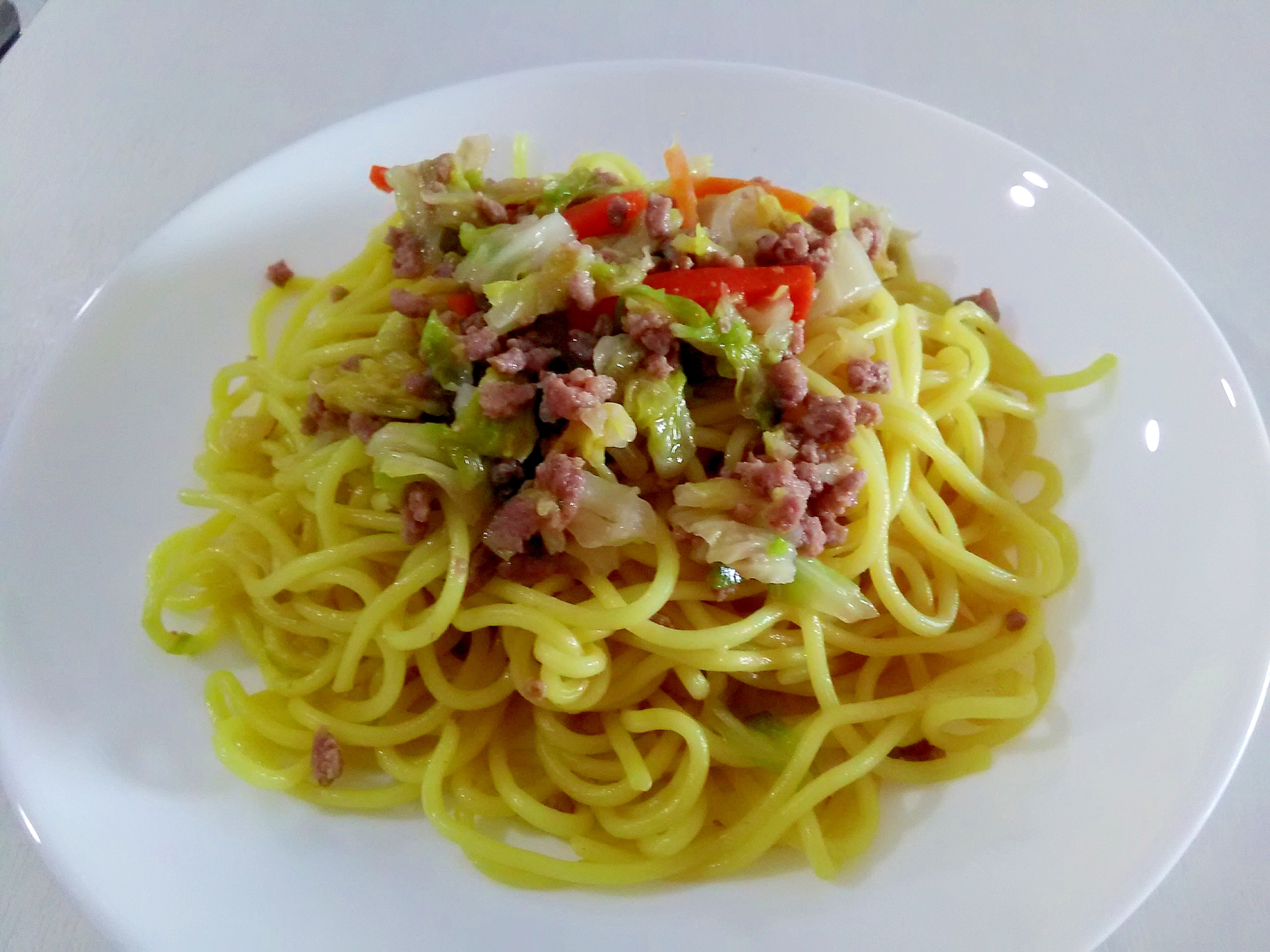 ウェイパーで☆挽き肉とキャベツの塩焼きそば