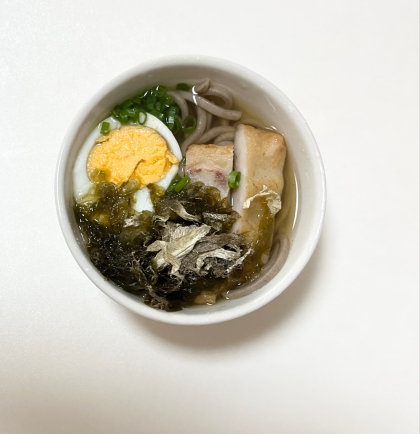 残った味噌汁で 簡単卵とじ蕎麦 +豚肉スプラウト