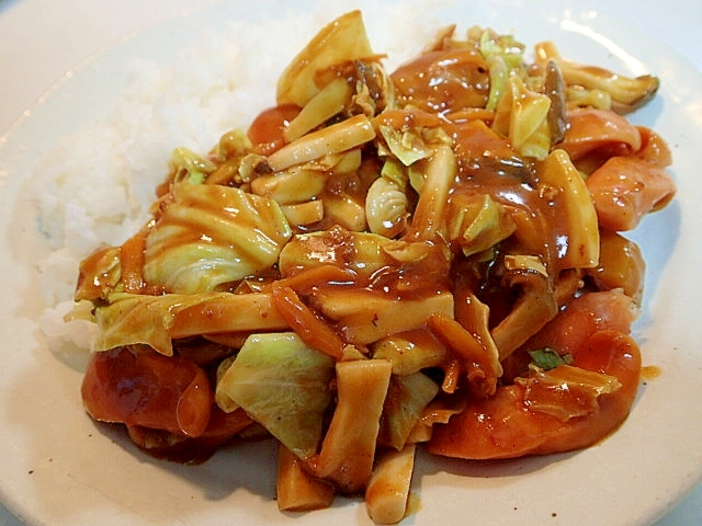 レトルトで　野菜炒めカレー