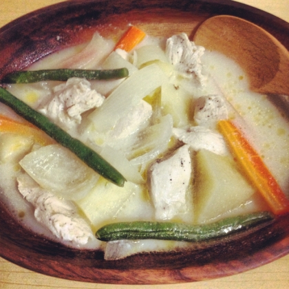 野菜と鶏ささみのミルク味噌煮