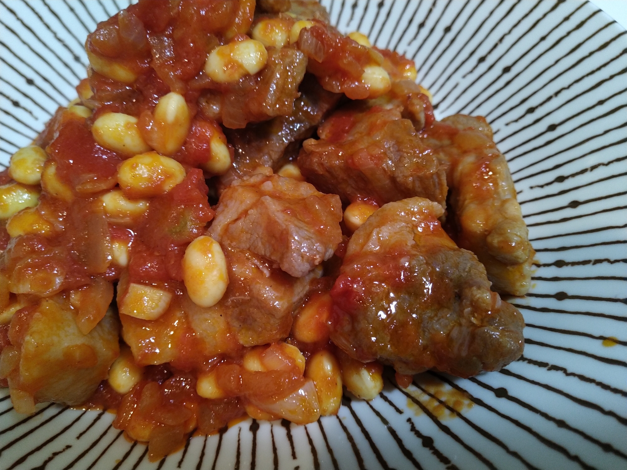 豚肉と大豆のトマト煮