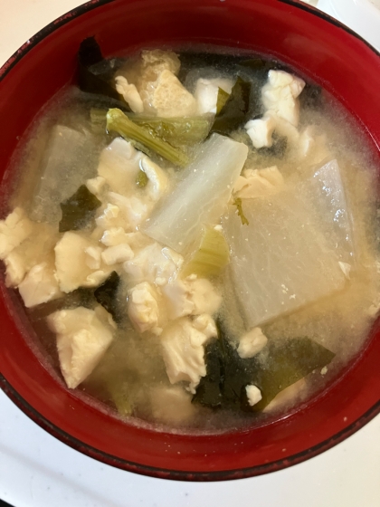 切り干し大根、とうふ、油揚げ、のお味噌汁