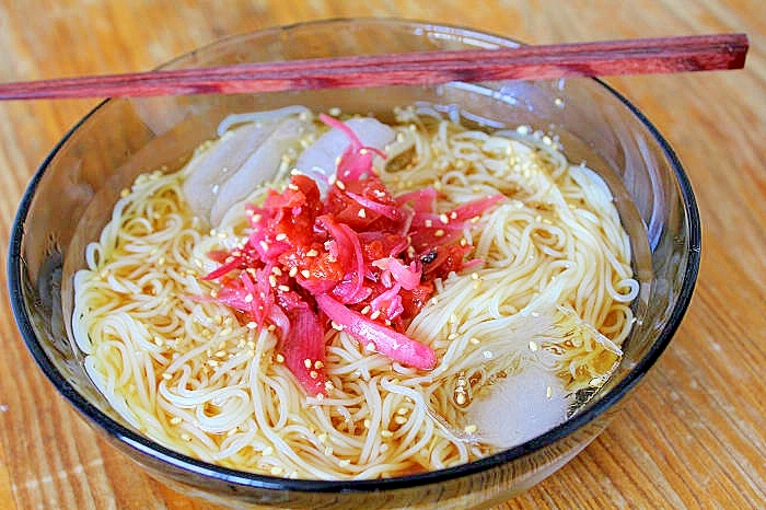 梅みょうがの冷そうめん*ぶっかけ
