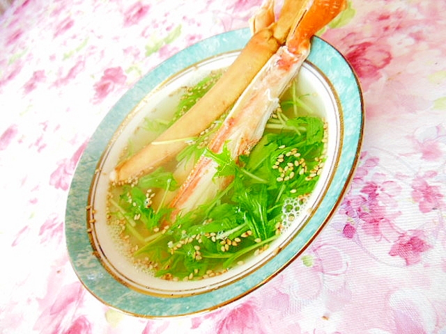 ほんだしｄｅ❤蟹と水菜の生姜スープ❤