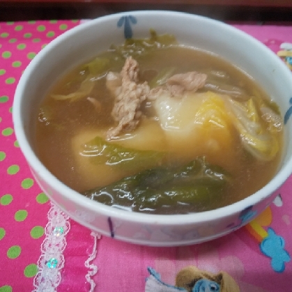 がっつり！白菜と豚肉の麺つゆ雑煮