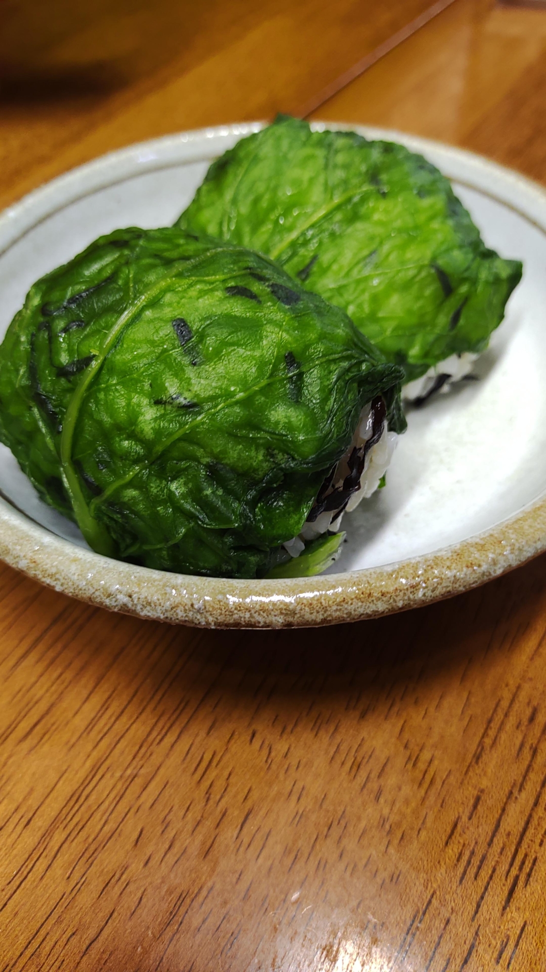 勝山水菜でめはり寿司風