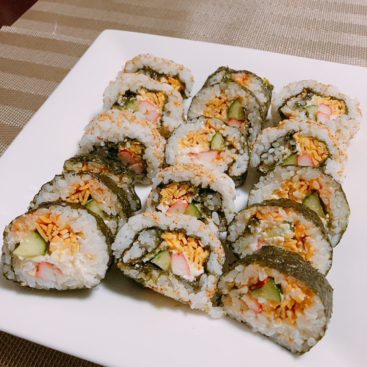 コチュジャンとわさび2種の味♪豆腐入り海苔巻き♪