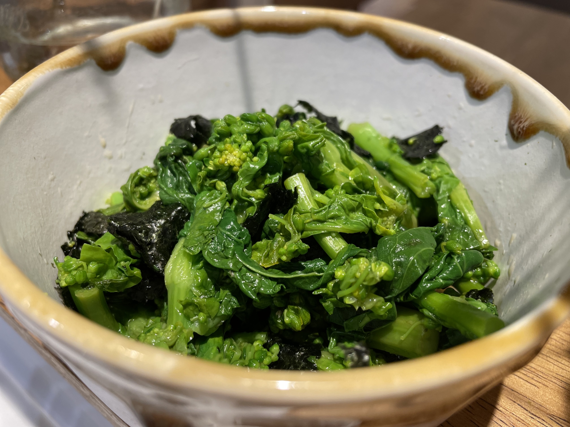 めんつゆで簡単⭐︎菜の花のからしあえ海苔風味