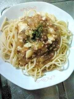 和風麻婆豆腐パスタ♪簡単レンジでヘルシーパスタ♪ レシピ