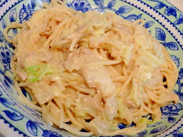 ツナと白菜の和風クリームパスタ