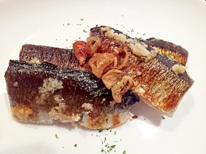 秋刀魚の塩糀漬ガーリック焼き