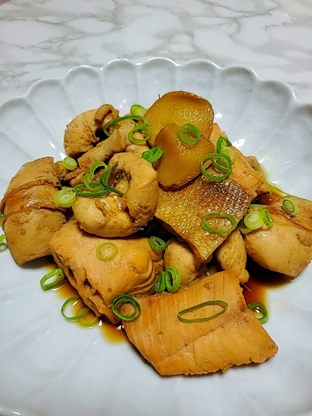 秋鮭と白子のバター醤油煮