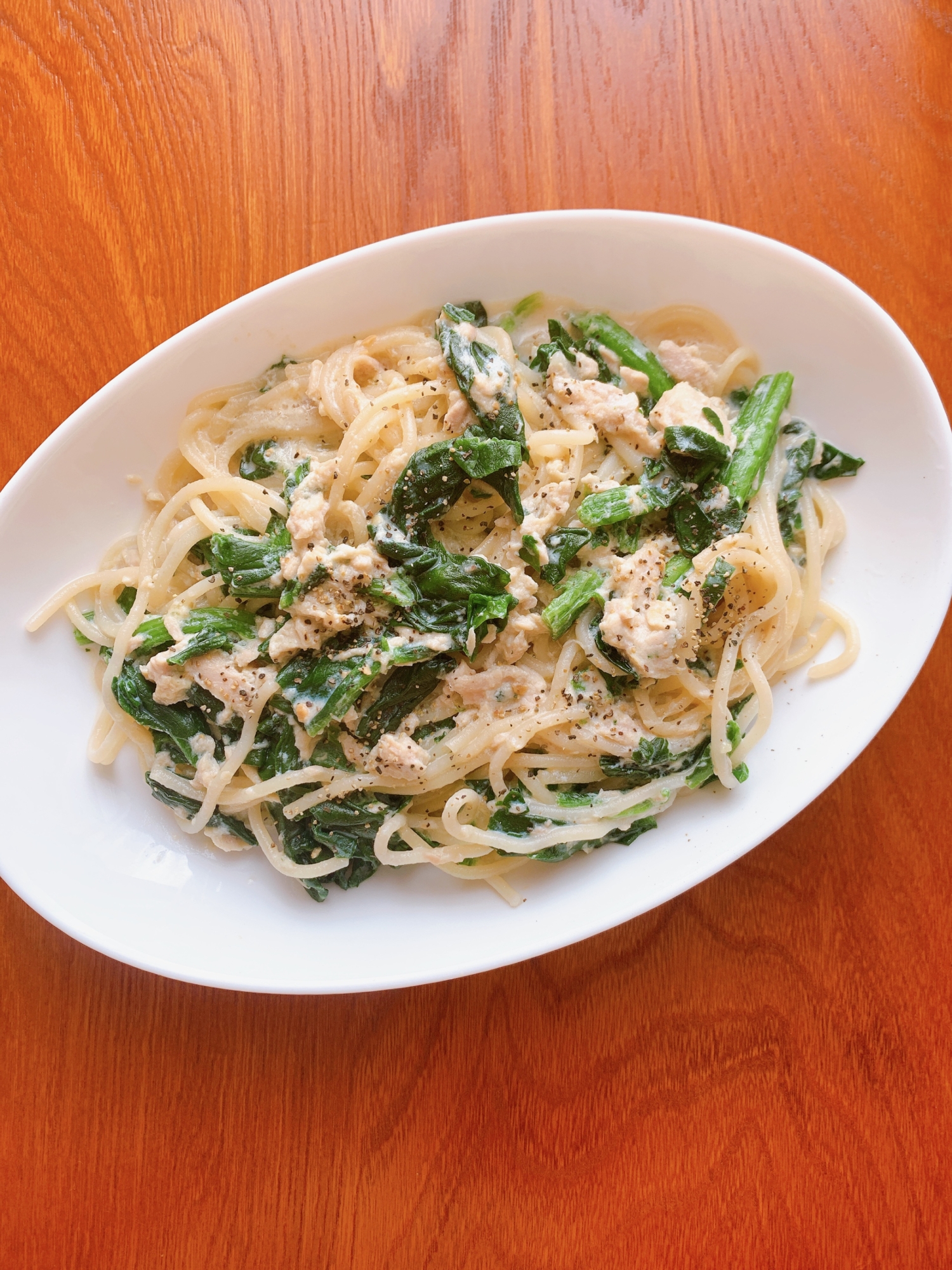 ほうれん草とツナのクリームパスタ