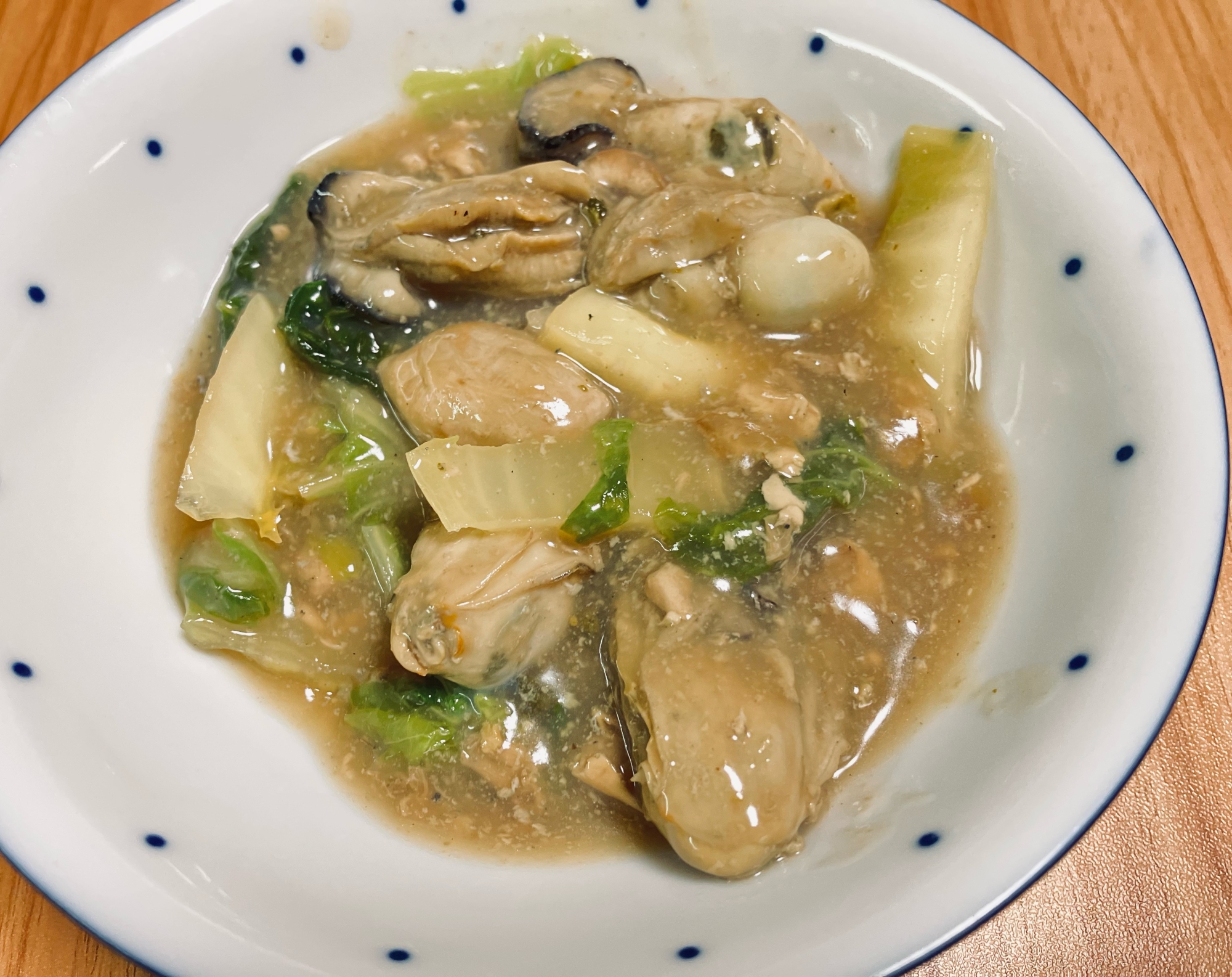 牡蠣と白菜の八宝菜風炒め
