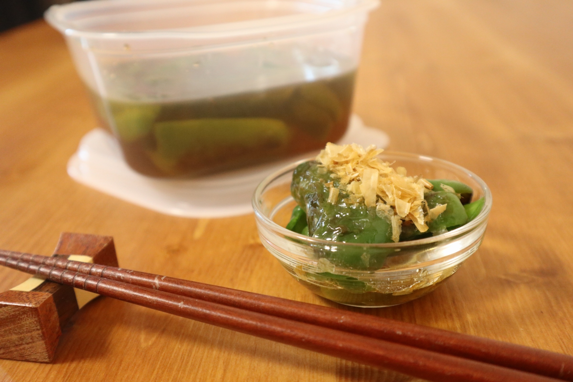 簡単副菜で作りおき！ピーマンの焼きびたし