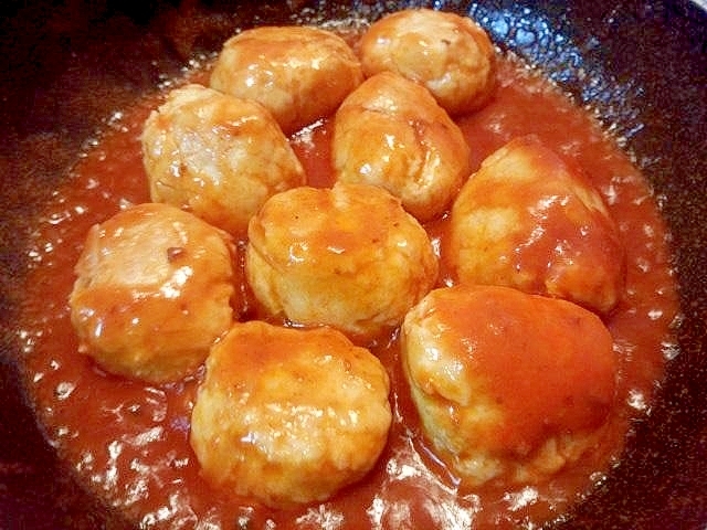 市販のミートソ-スを使って味付け☆肉団子