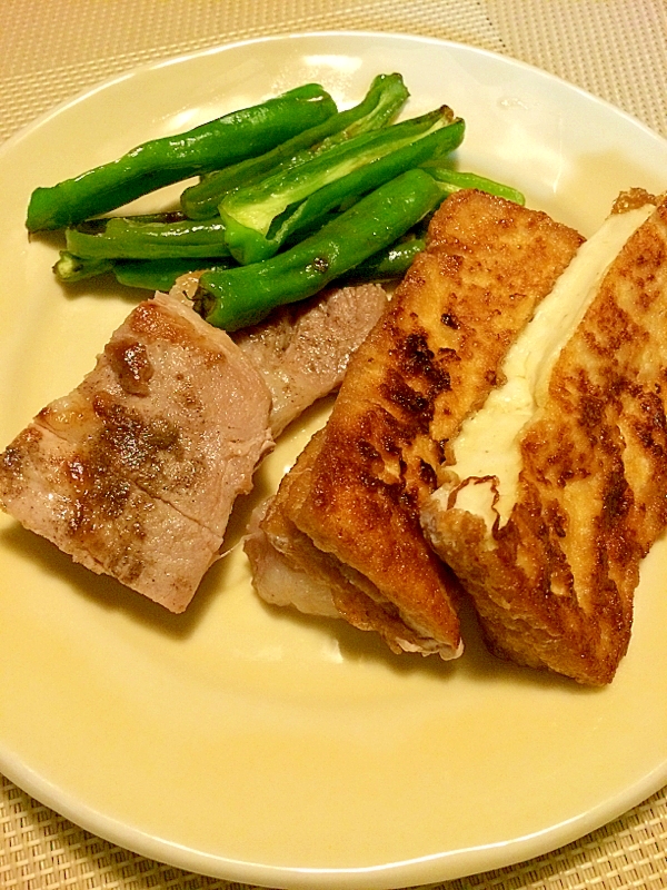 焼きトリオ☆豚肉と厚揚げとピーマン