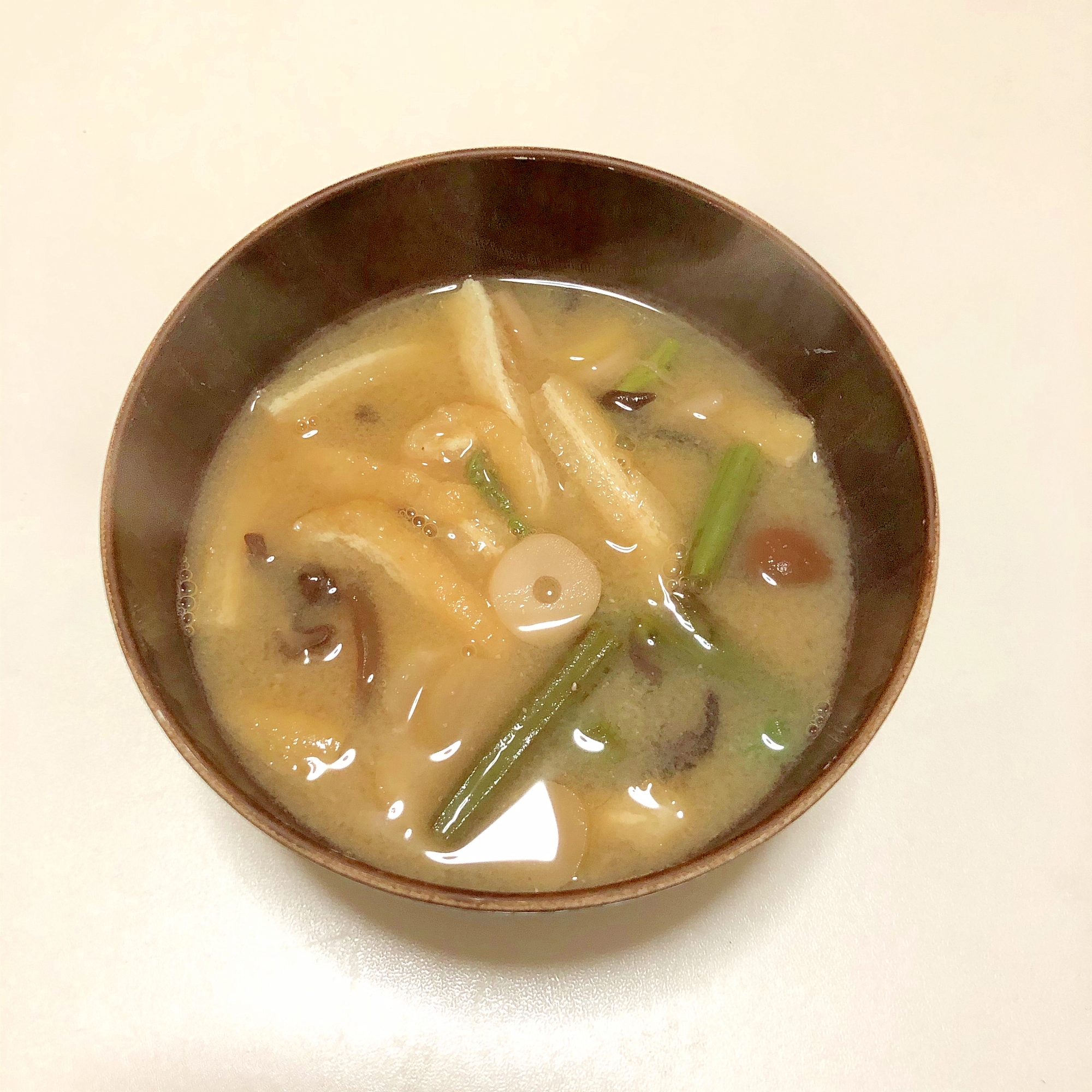 山菜ミックスと油揚げのお味噌汁♪