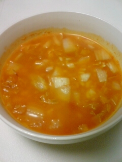 トマトスープと白菜の雑炊風