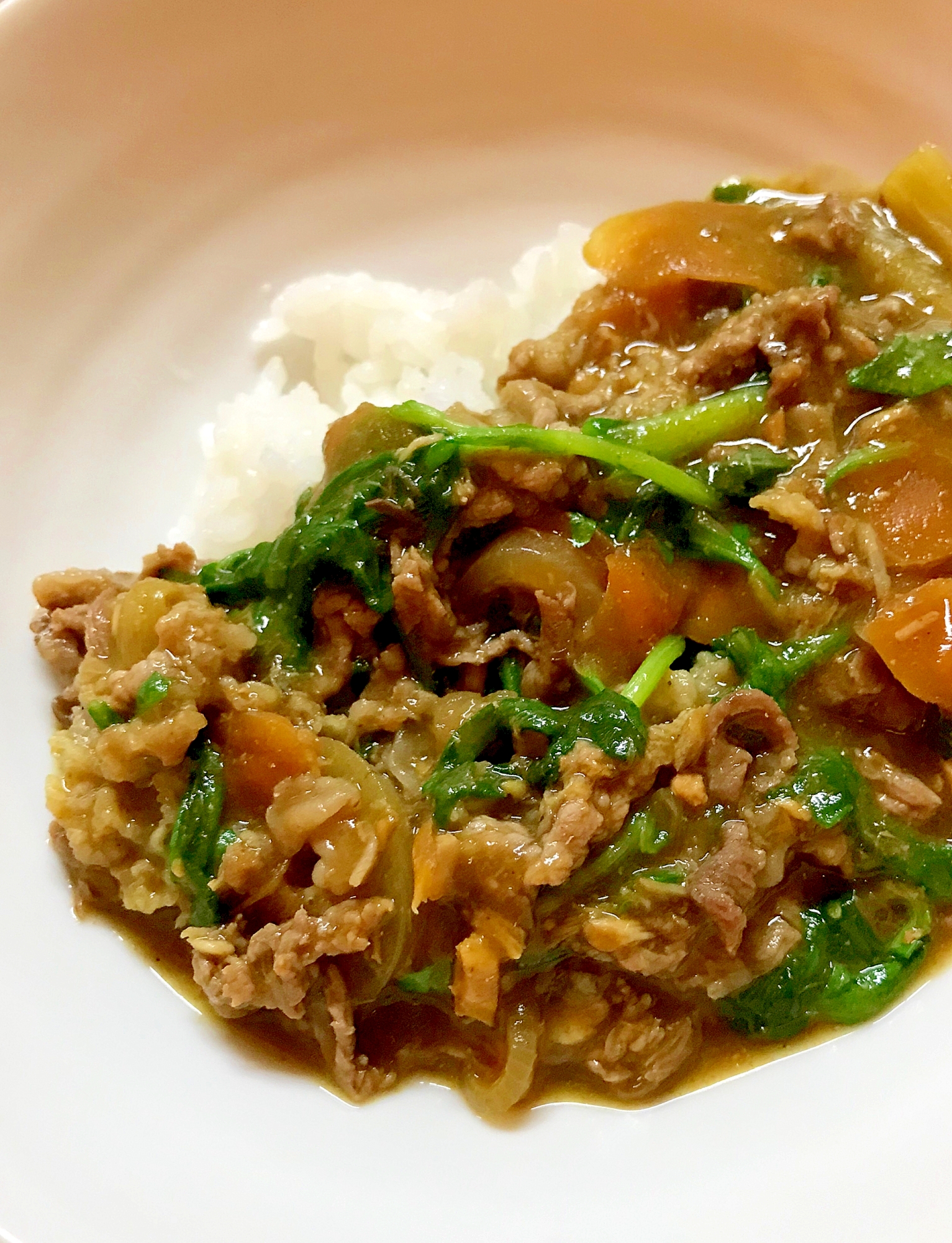 春菊と牛肉の簡単カレー