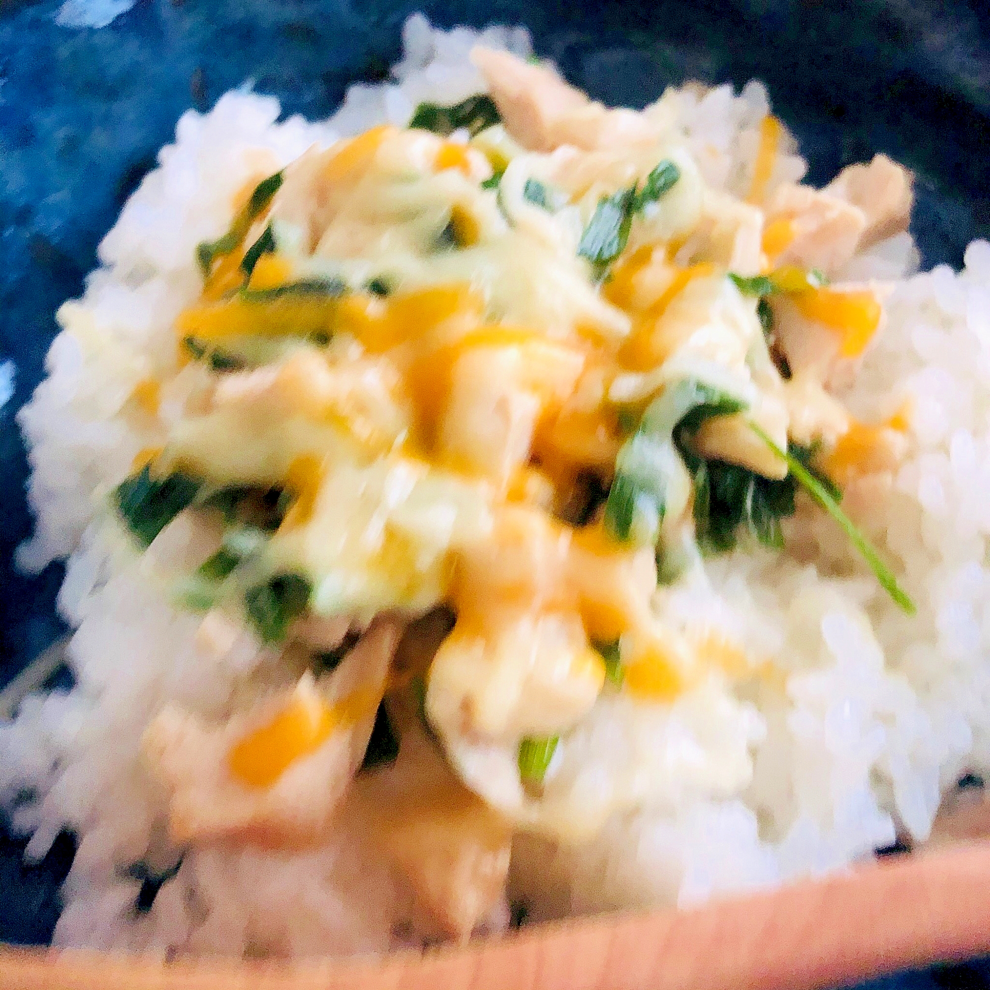 鶏肉と水菜のチーズご飯