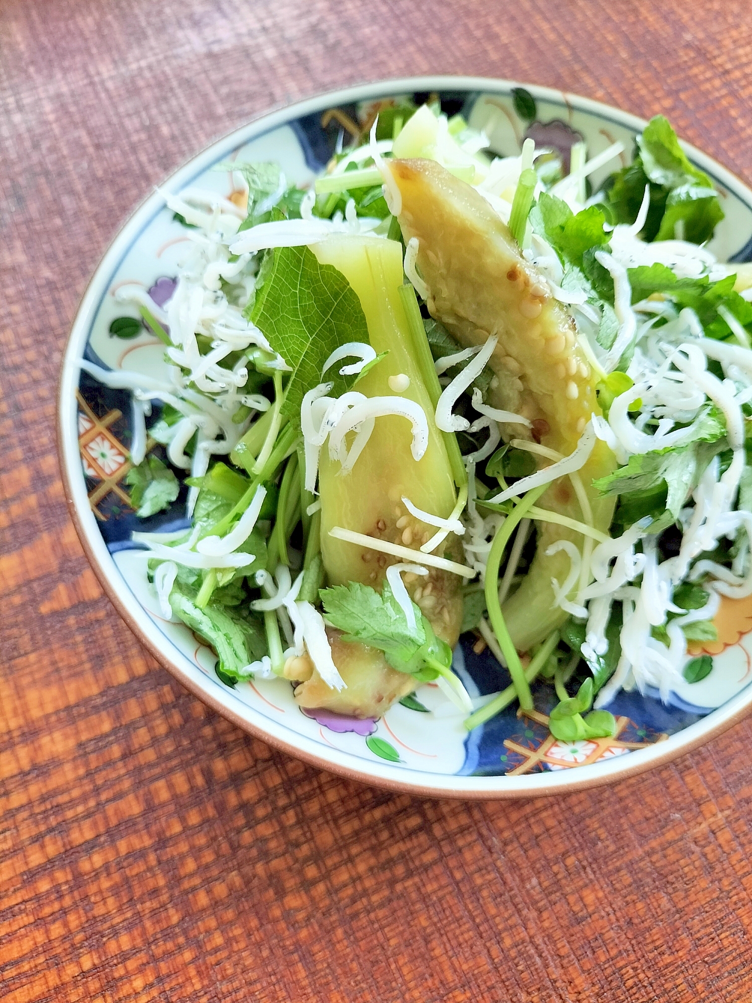 なすと三つ葉のかぼすしらす和え♪