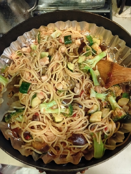 フライパン一つで！夏野菜のスパゲティー